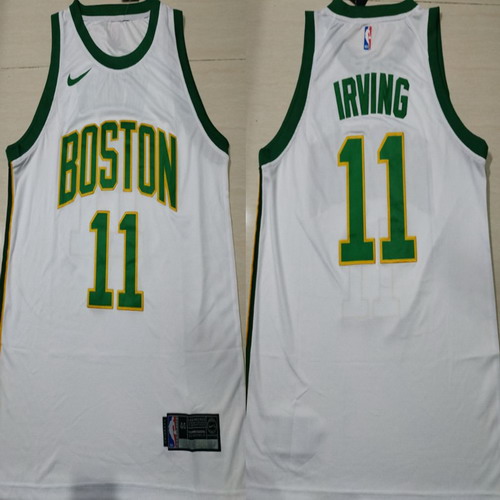 Personalized Celtics 11 Kyrie Irving White 2018-19 City Edition Swingman Jersey