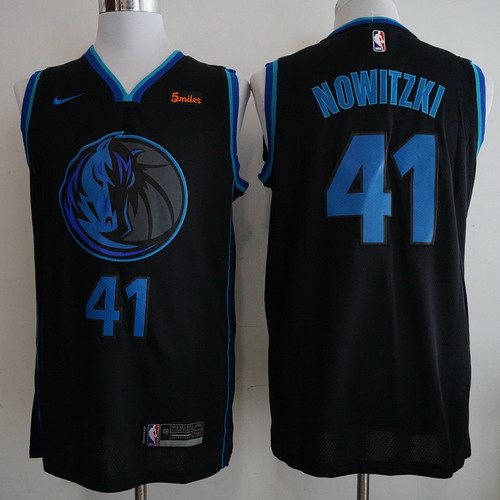 Personalized Mavericks 41 Dirk Nowitzki Black 2018-19 City Edition Swingman Jersey