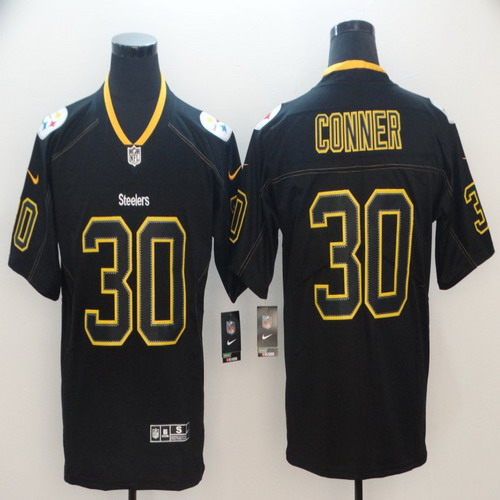 Personalized Steelers 30 James Conner Black Shadow Legend Limited Jersey
