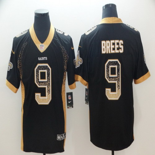 Personalized Saints 9 Drew Brees Black Drift Fashion Limited Jersey
