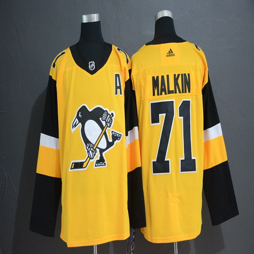 Personalized Penguins 71 Evgeni Mlkin Gold Alternate Jersey