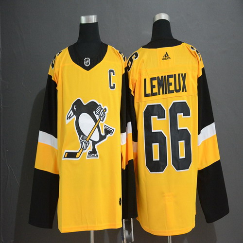 Personalized Penguins 66 Mario Lemieux Gold Alternate Jersey