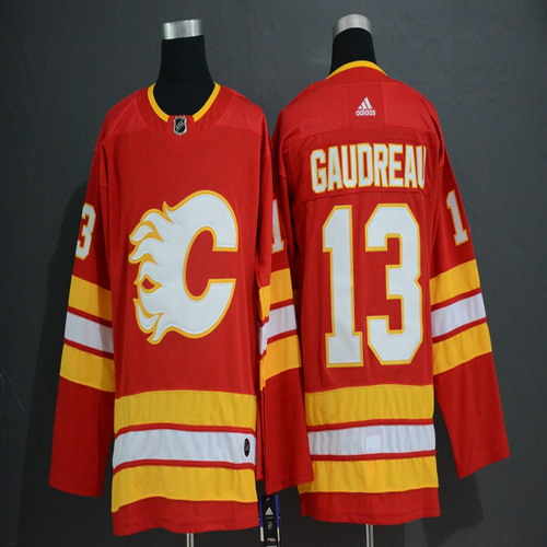 Personalized Flames 13 Johnny Gaudreau Red Alternate Jersey