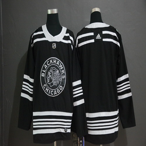 Personalized Blackhawks Blank Black 2019 Winter Classic Jersey