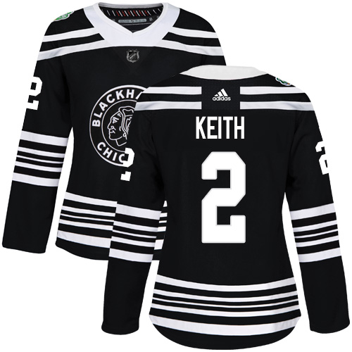 Personalized Blackhawks #2 Duncan Keith Black Authentic 2019 Winter Classic Women’s Stitched NHL Jersey