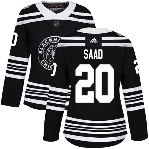 Personalized Blackhawks #20 Brandon Saad Black Authentic 2019 Winter Classic Women’s Stitched NHL Jersey