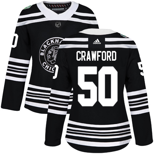 Personalized Blackhawks #50 Corey Crawford Black Authentic 2019 Winter Classic Women’s Stitched NHL Jersey
