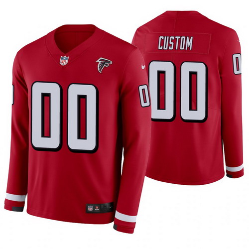 Personalized Atlanta Falcons Red Therma Long Sleeve Jersey