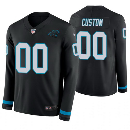 Personalized Carolina Panthers Black Therma Long Sleeve Jersey