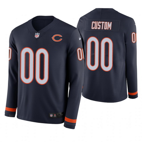 Personalized Chicago Bears Navy Therma Long Sleeve Jersey