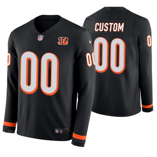 Personalized Cincinnati Bengals Black Therma Long Sleeve Jersey
