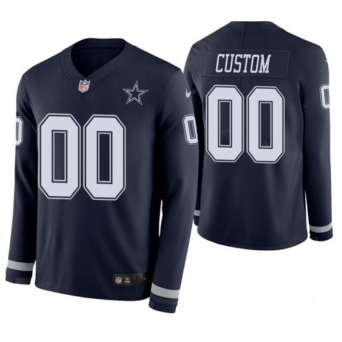 Personalized Dallas Cowboys Navy Therma Long Sleeve Jersey
