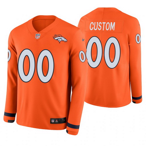 Personalized Denver Broncos Orange Therma Long Sleeve Jersey