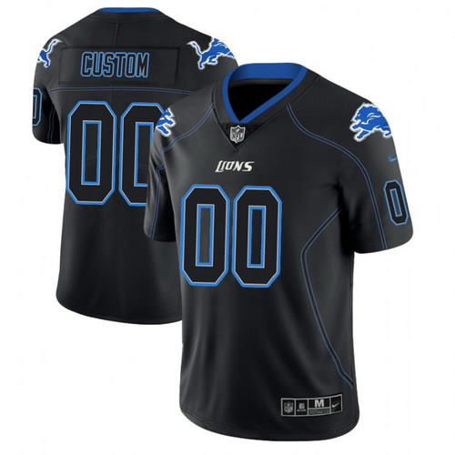 Personalized Detroit Lions 2018 Lights Out Color Rush Limited Black Jersey
