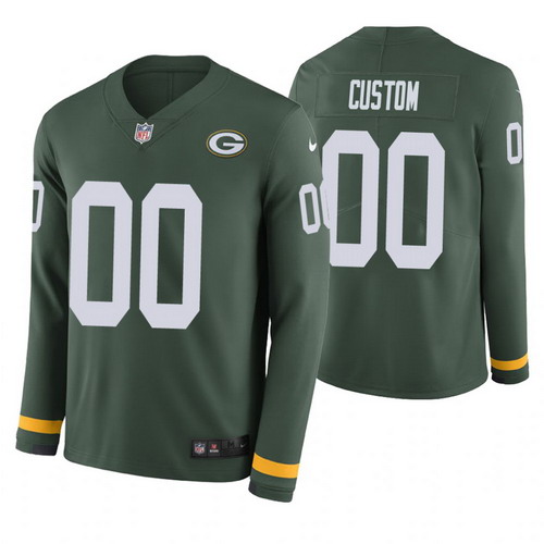 Personalized Green Bay Packers Green Therma Long Sleeve Jersey