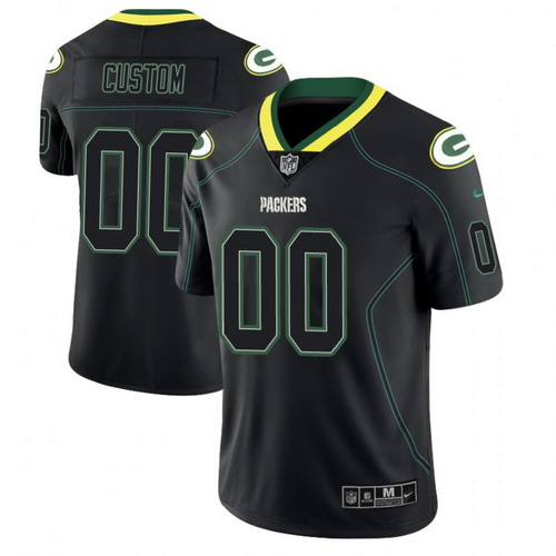 Personalized Green Bay Packers 2018 Lights Out Color Rush Limited Black Jersey
