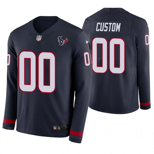 Personalized Houston Texans Navy Therma Long Sleeve Jersey