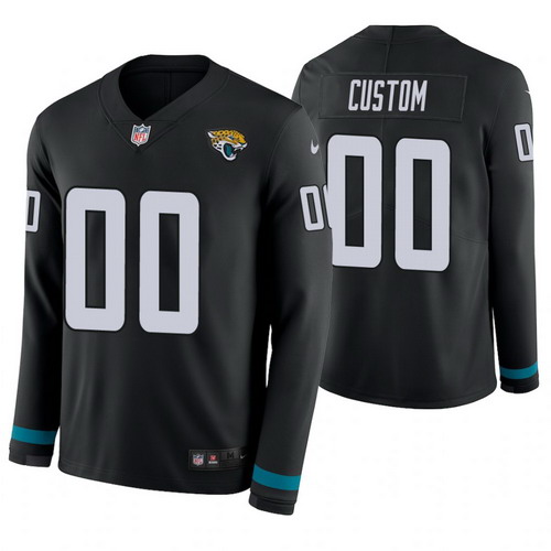 Personalized Jacksonville Jaguars Black Therma Long Sleeve Jersey