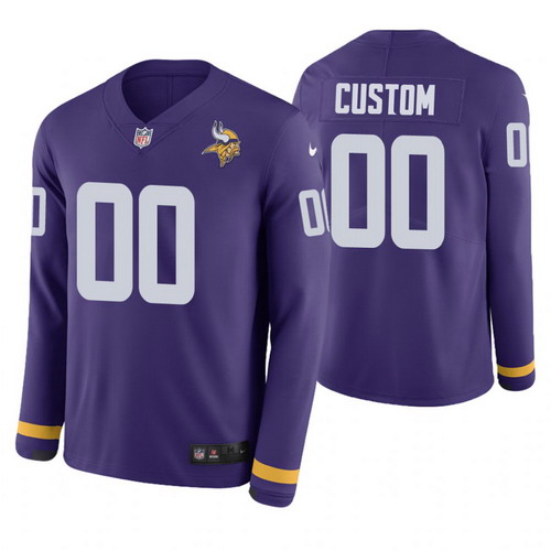 Personalized Minnesota Vikings Purple Therma Long Sleeve Jersey