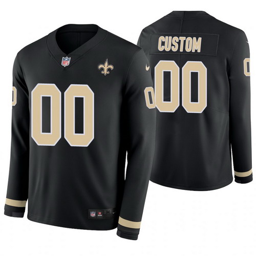 Personalized New Orleans Saints Black Therma Long Sleeve Jersey