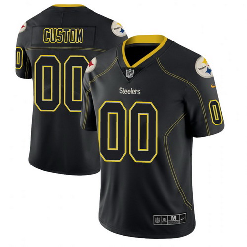 Personalized Pittsburgh Steelers 2018 Lights Out Color Rush Limited Black Jersey