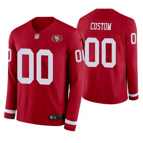 Personalized San Francisco 49ers Scarlet Therma Long Sleeve Jersey