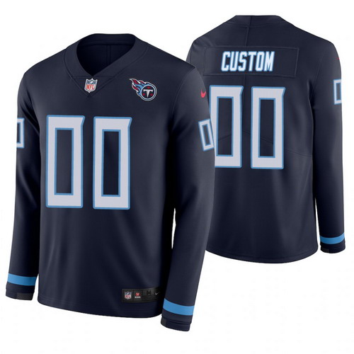 Personalized Tennessee Titans Navy Therma Long Sleeve Jersey
