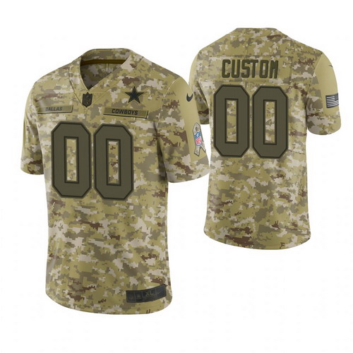 Personalized Youth Dallas Cowboys Camo 2018 Salute To Service Game Jersey