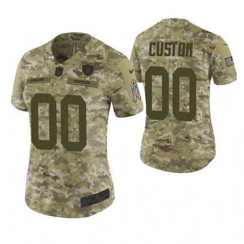 Personalized Women Oakland Raiders Camo 2018 Salute To Service Limited Jersey
