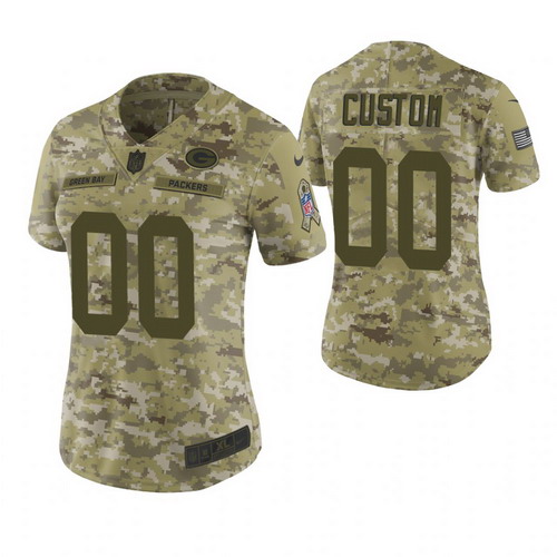 Personalized Women Green Bay Packers Camo 2018 Salute To Service Limited Jersey