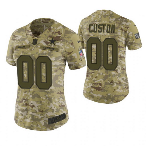 Personalized Women Dallas Cowboys Camo 2018 Salute To Service Limited Jersey