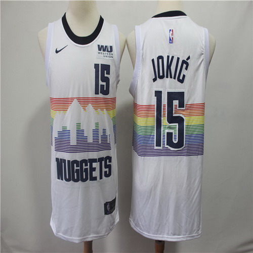 Personalized Nuggets 15 Nikola Jokic White 2018-19 City Edition Swingman Jersey