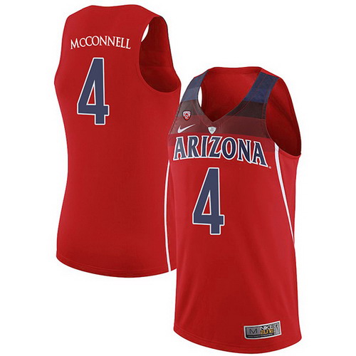 Personalized Men’s Arizona Wildcats #4 T.J. McConnell Red Stitched NCAA College Basketball Jerseys