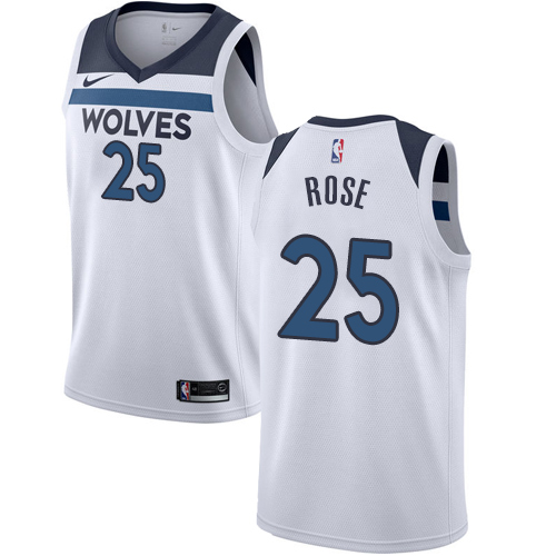 Personalized Timberwolves #25 Derrick Rose White NBA Authentic Association Edition Jersey