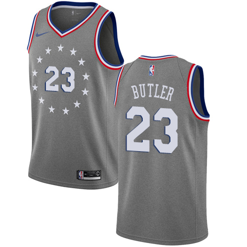 Personalized 76ers #23 Jimmy Butler Gray NBA Swingman City Edition 2018 19 Jersey