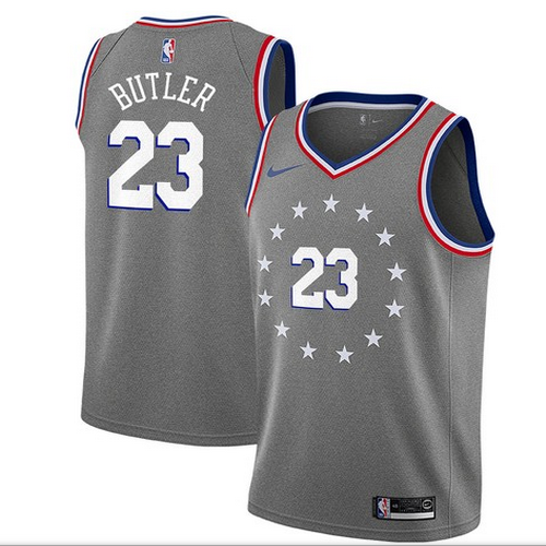 Personalized 76ers 23 Jimmy Butler Gray 2018-19 City Edition Swingman Jersey