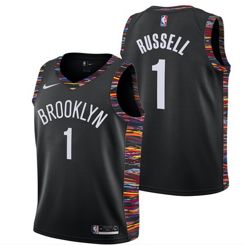 Personalized Brooklyn Nets 1 D’Angelo Russell Black 2018-19 City Edition Swingman Jersey