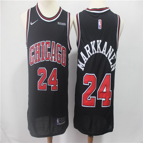 Personalized Bulls 24 Laur Markkanen Black Swingman Jersey
