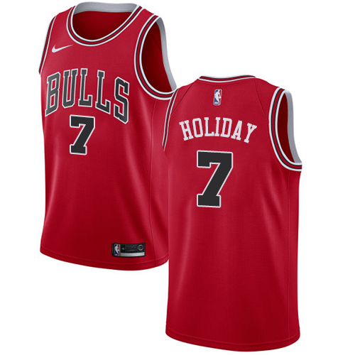 Personalized Bulls #7 Justin Holiday Red NBA Swingman Icon Edition Jersey