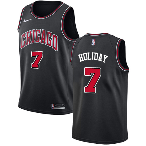 Personalized Bulls #7 Justin Holiday Black NBA Swingman Statement Edition Jersey