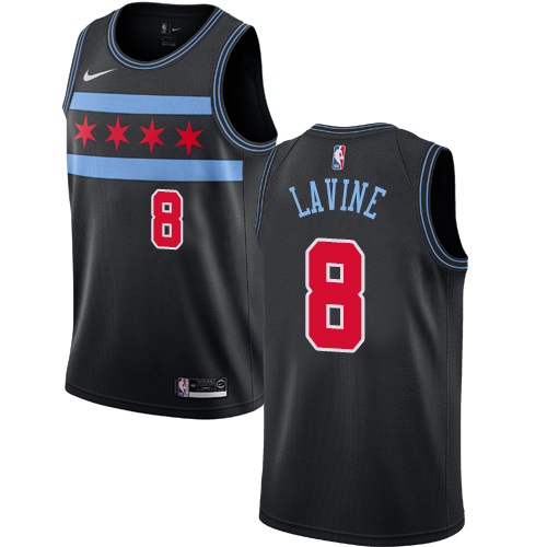 Personalized Bulls #8 Zach LaVine Black NBA Swingman City Edition 2018 19 Jersey
