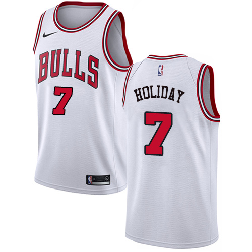 Personalized Bulls #7 Justin Holiday White NBA Swingman Association Edition Jersey