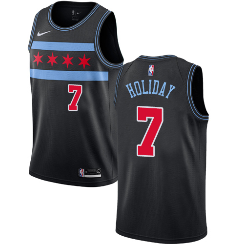 Personalized Bulls #7 Justin Holiday Black NBA Swingman City Edition 2018 19 Jersey