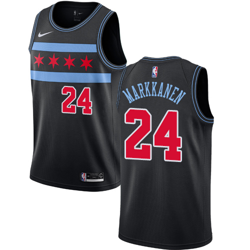Personalized Bulls #24 Lauri Markkanen Black NBA Swingman City Edition 2018 19 Jersey