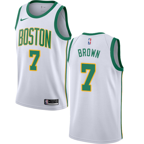 Personalized Celtics #7 Jaylen Brown White NBA Swingman City Edition 2018 19 Jersey