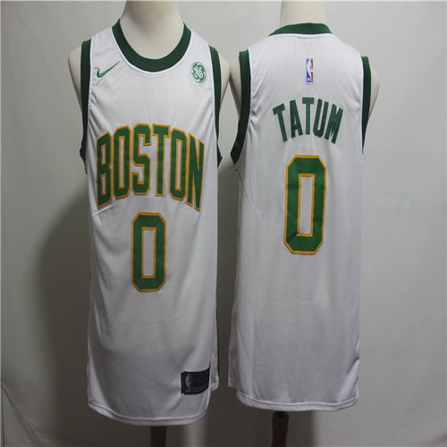Personalized Celtics 0 Jayson Tatum White 2018-19 City Edition Swingman Jersey