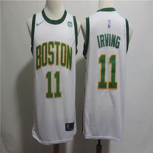 Personalized Celtics 11 Kyrie Irving White 2018-19 City Edition Swingman Jersey