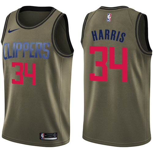 Personalized Clippers #34 Tobias Harris Green NBA Swingman Salute to Service Jersey