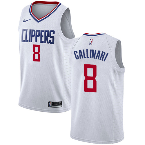 Personalized Clippers #8 Danilo Gallinari White NBA Swingman Association Edition Jersey