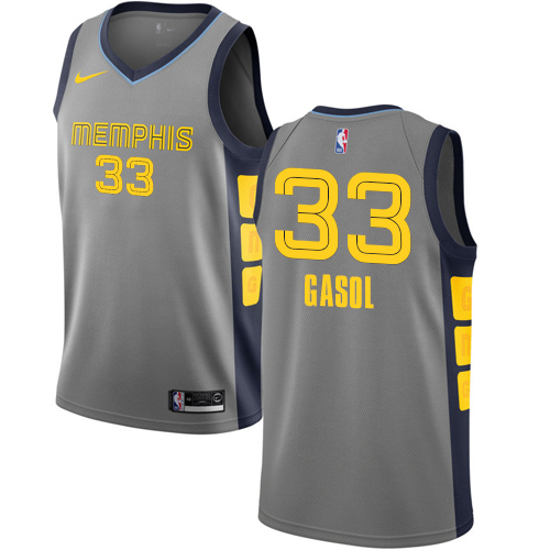 Personalized Grizzlies #33 Marc Gasol Gray NBA Swingman City Edition 2018 19 Jersey